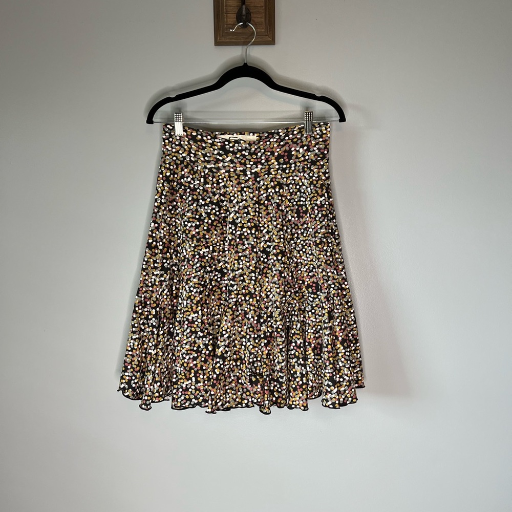 Effie’s Heart black w/ polka dots mod style pleated mini skirt w/ pockets size L